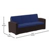 Flash Furniture Seneca Brown Faux Rattan Sofa with All-Weather Navy Cushions DAD-SF1-3-BNNV-GG